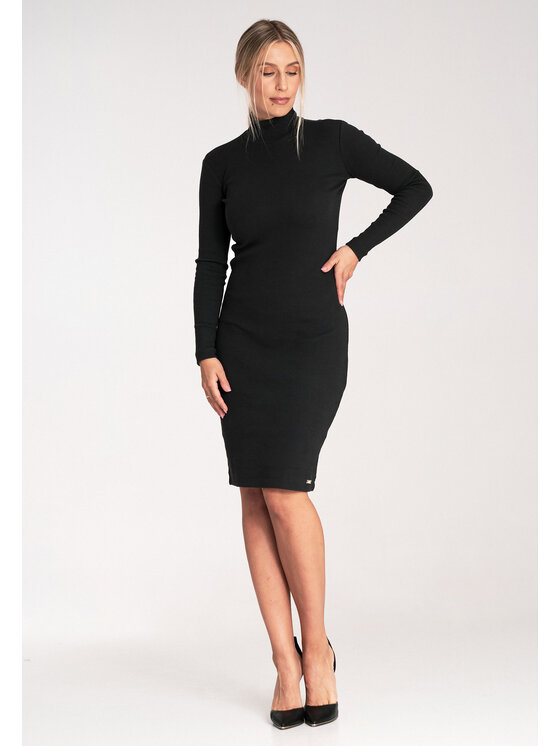 FIGL FIGL Sukienka dzianinowa M1042 Czarny Slim Fit