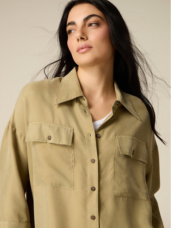 Oltre Oltre Koszula 5034J000856N025 Zielony Baggy Fit