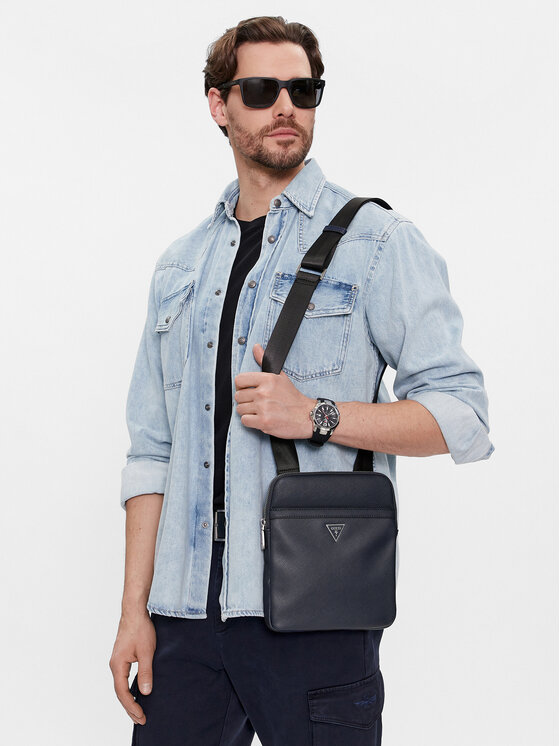 Guess Guess Maža rankinė Certosa Saffiano Smart HMECSA P3123 Tamsiai mėlyna