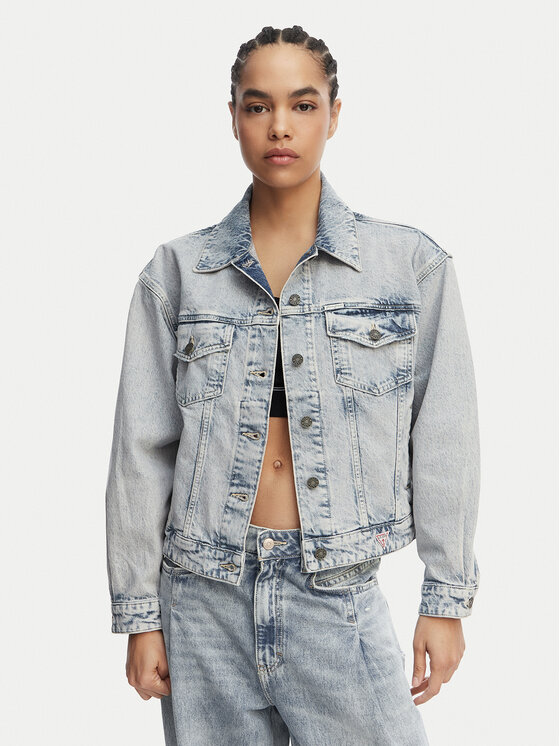 Guess Jeans Kurtka jeansowa W6GN56 D5M57 Niebieski Oversize