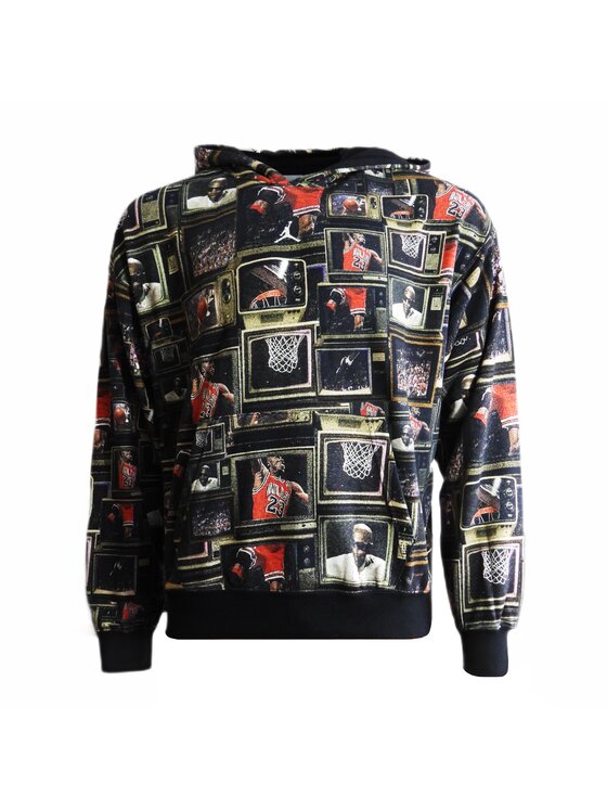 Nike Nike Bluza Brooklyn Fleece Printed Pullover Czarny Regular Fit