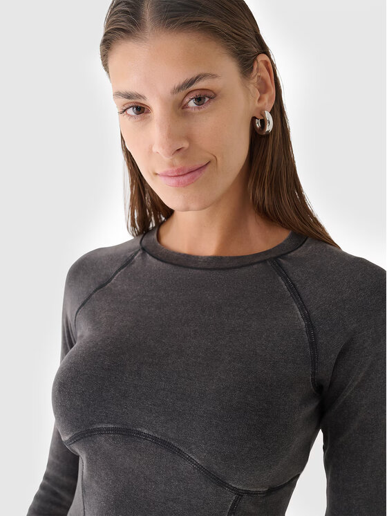 4F 4F Longsleeve 4FRAW24TLONF503-20S Czarny Slim Fit