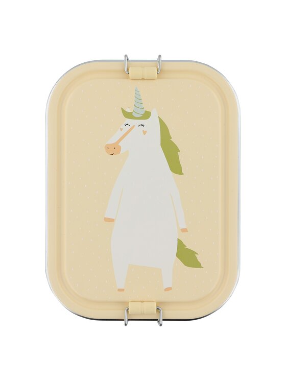 Lunchbox Trixie Baby, Beżowy, Duży stalowy lunch box - Jednorożec