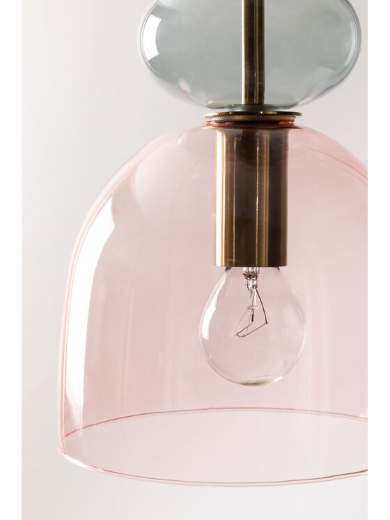 MIAhome MIAhome Lampa wisząca potrójna złota kolorowe szkło Zanya Kolorowy