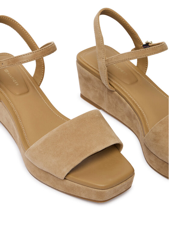 Tommy Hilfiger Tommy Hilfiger Sandale Suede Wrapped Mid Wedge FW0FW09235 Smeđa