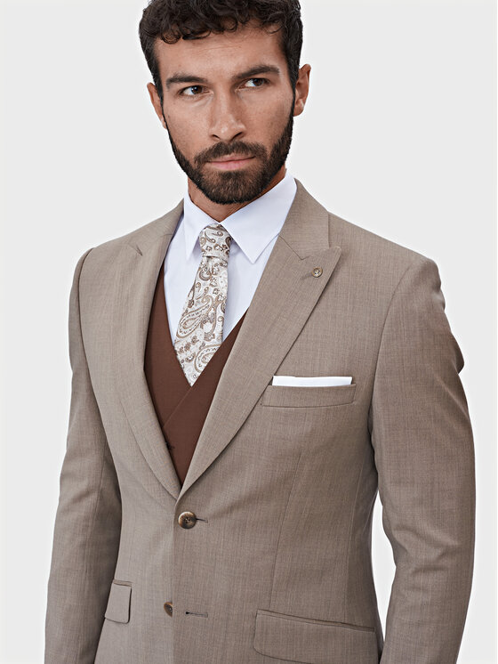 Evenemen Evenemen Kamizelka garniturowa Boston SW084-A Brązowy Slim Fit