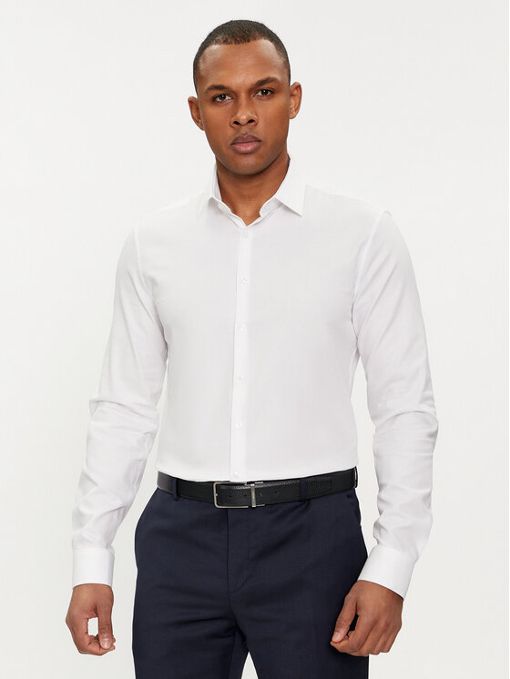 Calvin Klein Calvin Klein Πουκάμισο Tonal Structure K10K112592 Λευκό Slim Fit