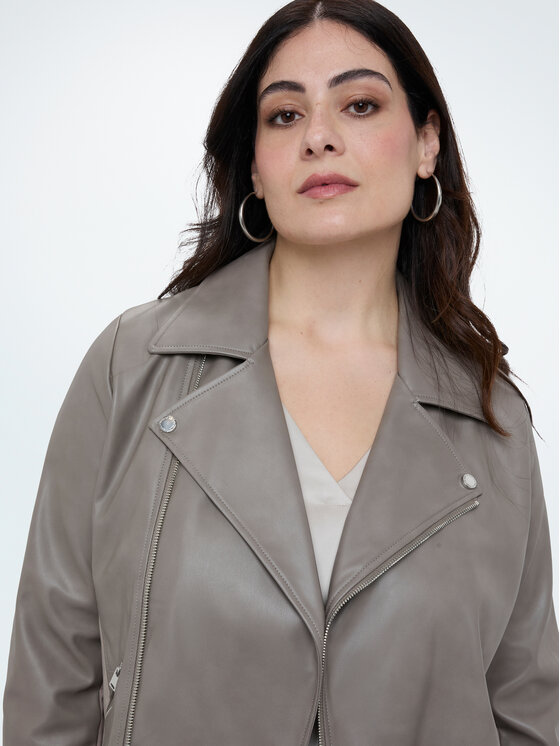 Fiorella Rubino Fiorella Rubino Kurtka z imitacji skóry R324T001298N002 Szary A-Line Fit