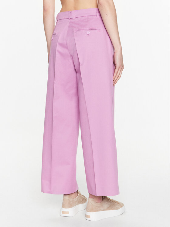 Weekend Max Mara Weekend Max Mara Medžiaginės kelnės Zircone 2351310331 Rožinė Relaxed Fit