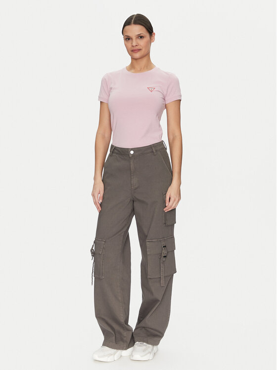 Guess Guess T-krekls W2YI44 J1314 Rozā Slim Fit