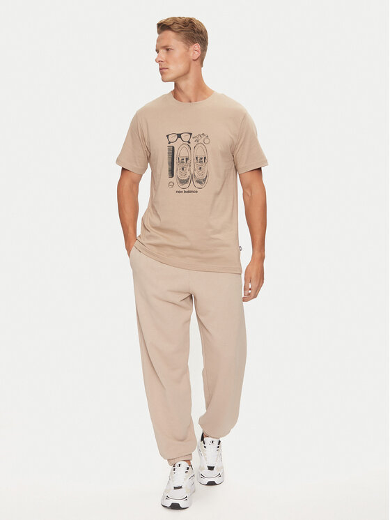 New Balance New Balance Póló Sport Essentials Graphic MT43902DRW Bézs Regular Fit