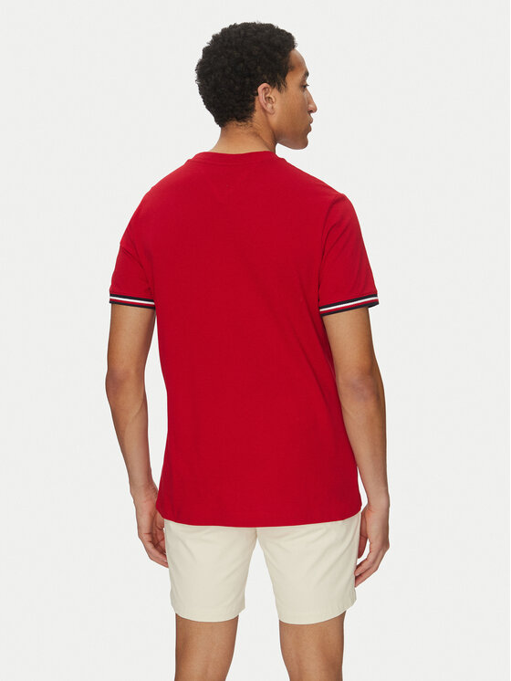 Tommy Hilfiger Tommy Hilfiger Tricou Global Stripe MW0MW38630 Roșu Regular Fit