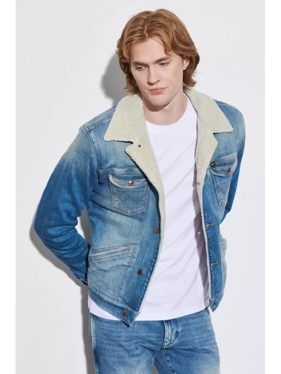 Wrangler Wrangler Giacca di jeans 124MJ SHERPA Blu Regular Fit