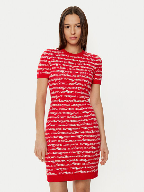 Tommy Jeans Tommy Jeans Ежедневна рокля DW0DW19478 Червен Slim Fit