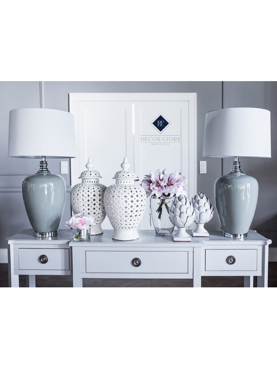 Decoratore Decoratore Waza Amfora Ażurowa Malio Wys. 49cm Biały