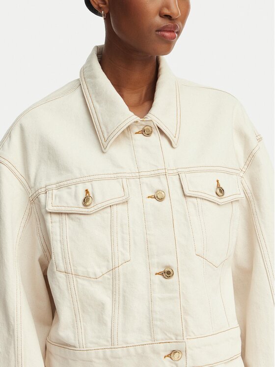 HUGO HUGO Jeans jakna Gisolia 50559618 Écru Relaxed Fit