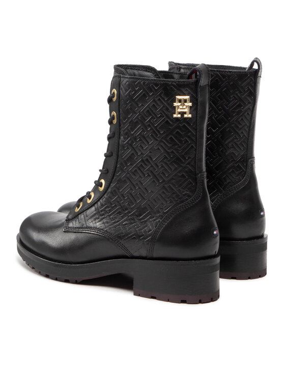 Tommy Hilfiger Tommy Hilfiger Botine Th Monogram Biker Boot FW0FW06817 Negru