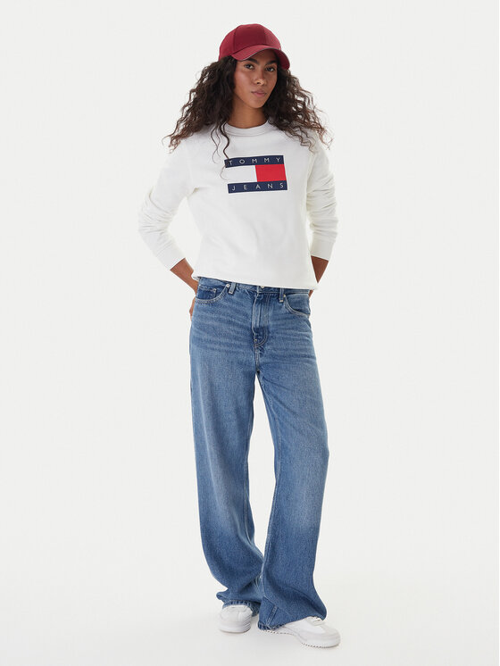 Tommy Jeans Tommy Jeans Bluza Flag DW0DW22564 Écru Regular Fit