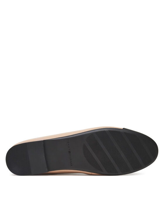 Tommy Hilfiger Tommy Hilfiger Balerina Toe Cap Leather Ballerina FW0FW08759 Ekru