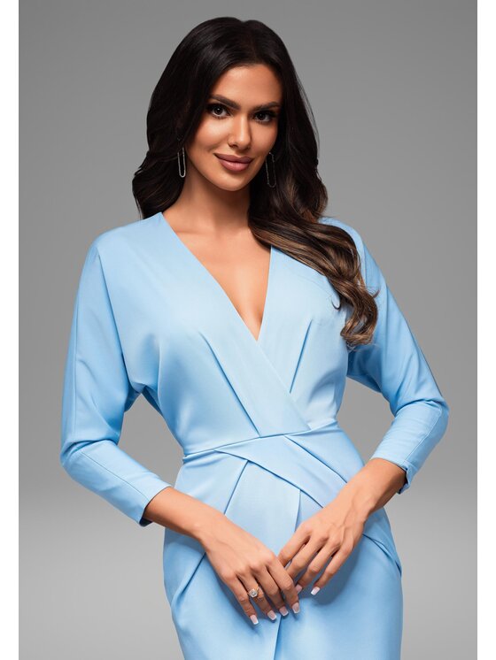 Ombre Ombre Sukienka wieczorowa LA-OM-DLR093 Niebieski Regular Fit
