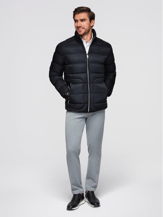 Ombre Ombre Kurtka przejściowa OM-JALP-0218 Czarny Regular Fit