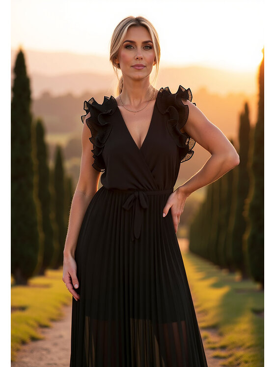 FIGL FIGL Večerní šaty M1104 Černá Straight Fit
