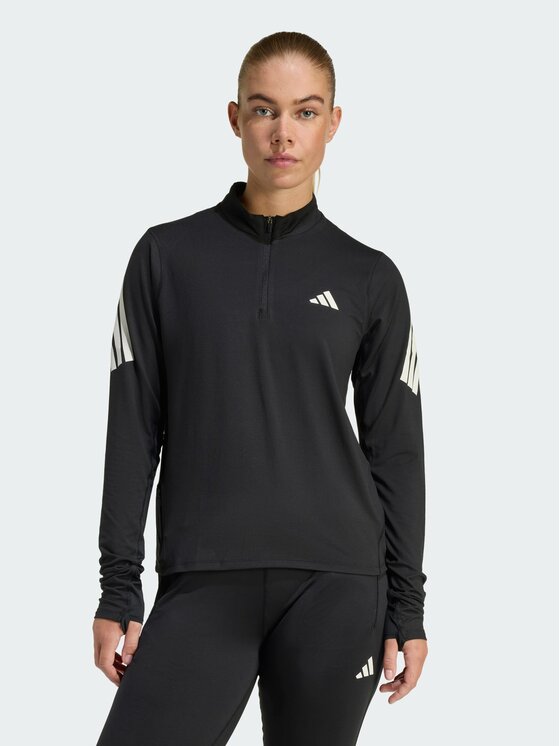 adidas adidas Sweatshirt adi365 Iconic Running 1/2 Zip Schwarz Regular Fit