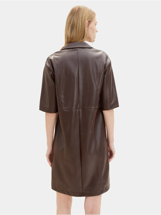 Tom Tailor Tom Tailor Кожена рокля 1039176 Кафяв Regular Fit