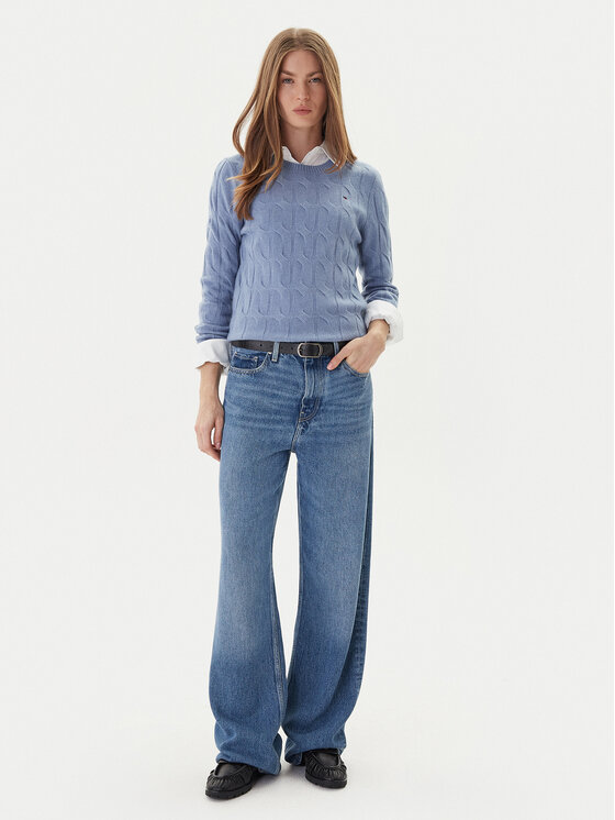 Tommy Hilfiger Tommy Hilfiger Sveter WW0WW43586 Modrá Regular Fit