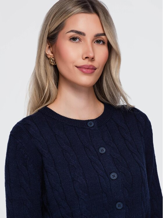 Ombre Ombre Svetr OW-SW-E0028 Tmavomodrá Slim Fit
