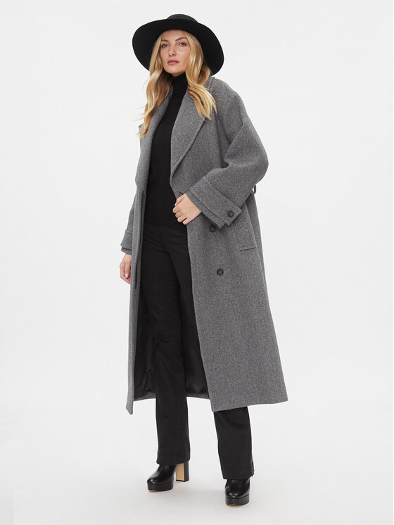 IVY OAK IVY OAK Vlněný kabát Claudia IO1123F1115 Šedá Loose Fit