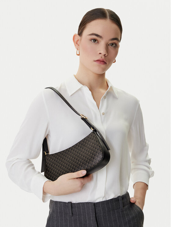 Calvin Klein Geantă Emblem Aop Small Shoulder Bag LV04F3324G Negru