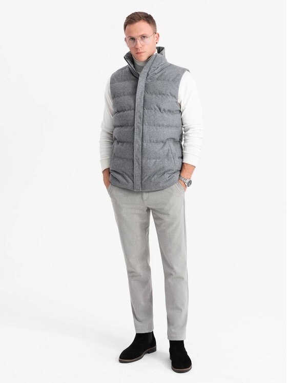 Ombre Ombre Kamizelka OM-JAVJ-0200 Szary Regular Fit