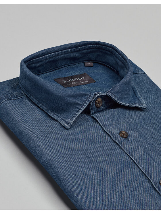 Borgio Borgio Koszula jeansowa denice_00604 Niebieski Slim Fit