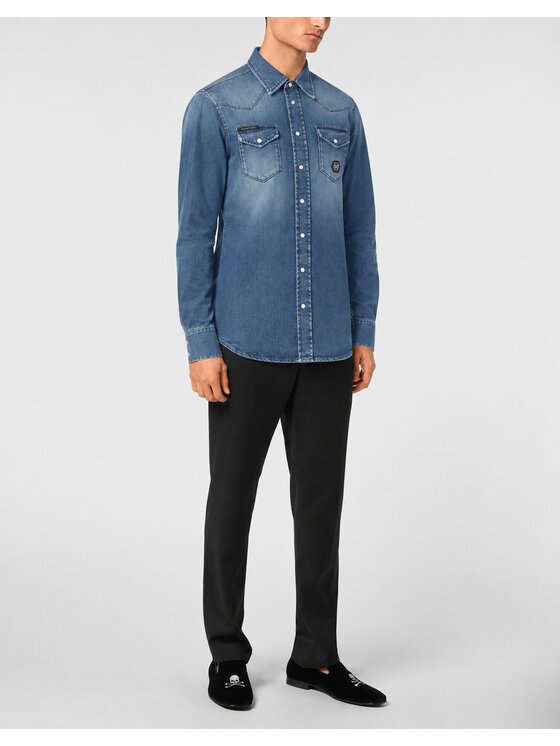 PHILIPP PLEIN PHILIPP PLEIN camicia di jeans 31230 Blu Regular Fit