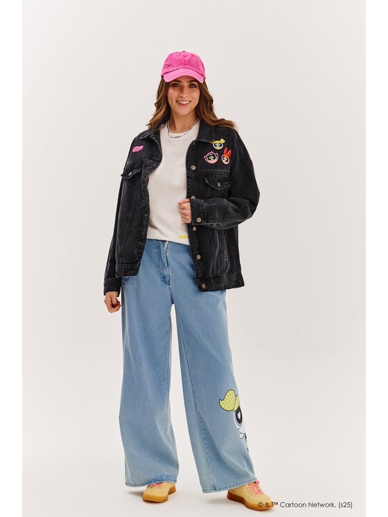 NAOKO NAOKO Džínsová bunda Girl Power Čierna Regular Fit