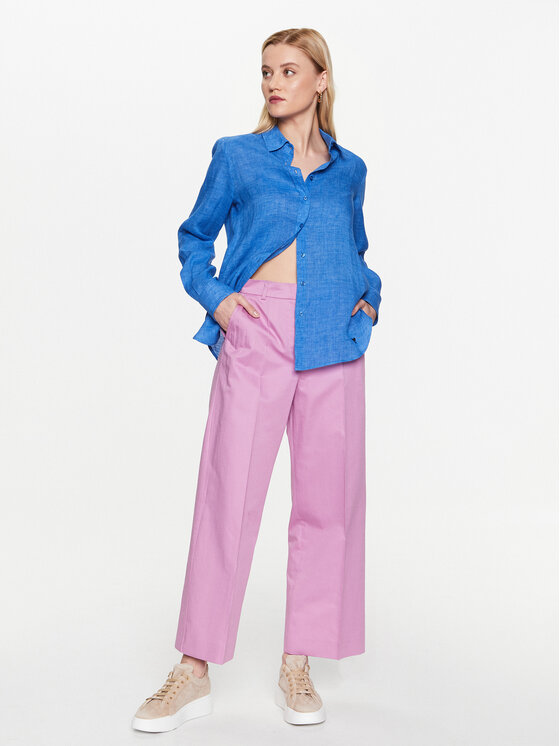 Weekend Max Mara Weekend Max Mara Medžiaginės kelnės Zircone 2351310331 Rožinė Relaxed Fit