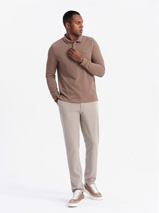 Ombre Ombre Longsleeve OM-POLS-0131 Brązowy Regular Fit
