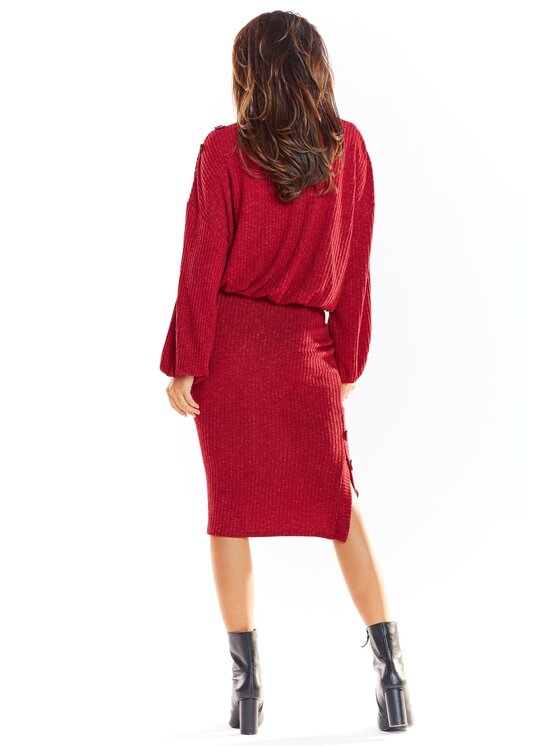 Awama Awama Spódnica A317 Bordowy Basic Fit