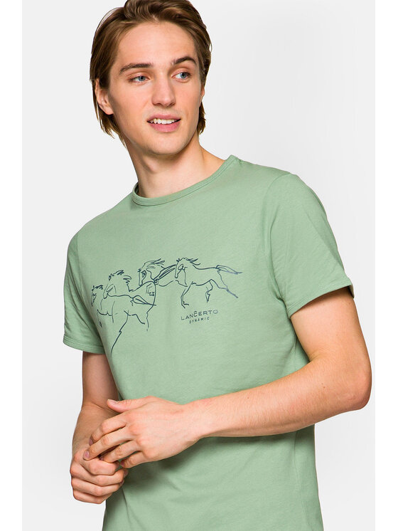 Lancerto Lancerto T-Shirt Alfred TS073221000034 Zielony Regular Fit