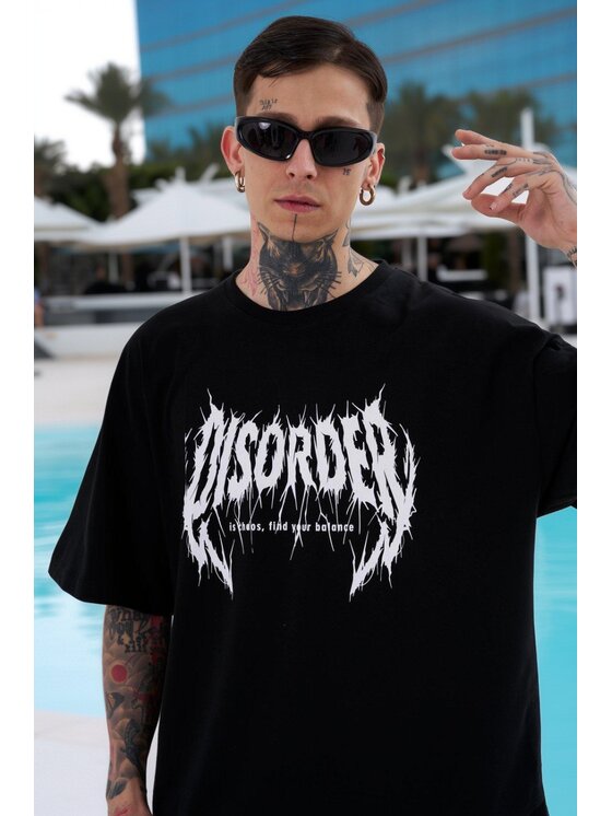 MyStars MyStars T-Shirt Koszulka Z Krótkim Rękawem Oversize Męska Czarna Machinist Disorder XL Czarny Oversize