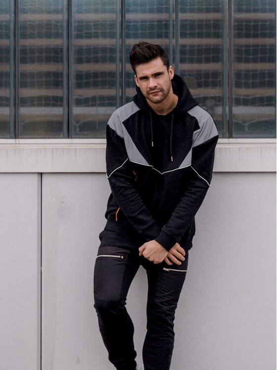 Les Hommes Les Hommes Mikina LHH702750B | Oversize Hoodie Černá Oversize