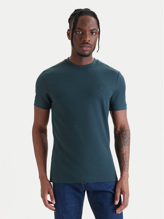 Calvin Klein Jeans Tricou Micro Waffle LV04RF206G Verde Slim Fit