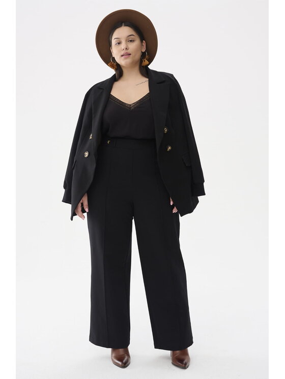 Spodnie damskie, rozmiar 48, Czarne, Campari Plus Size