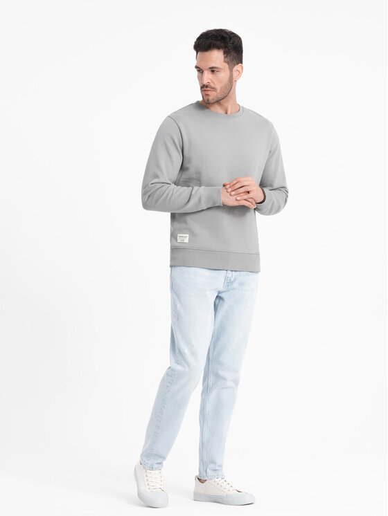 Ombre Ombre Mikina OM-SSBN-0175 Šedá Regular Fit