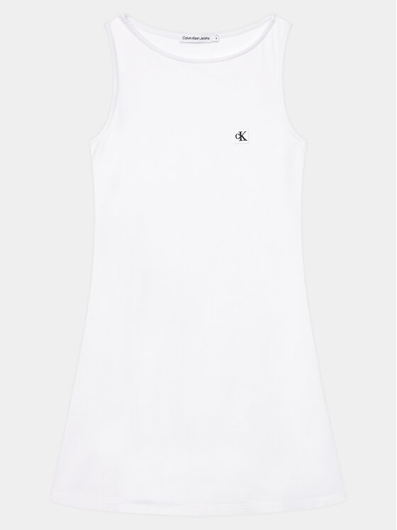 Calvin Klein Jeans Vestito da giorno Badge IG0IG02498 Bianco Regular Fit, taglia : 16Y
