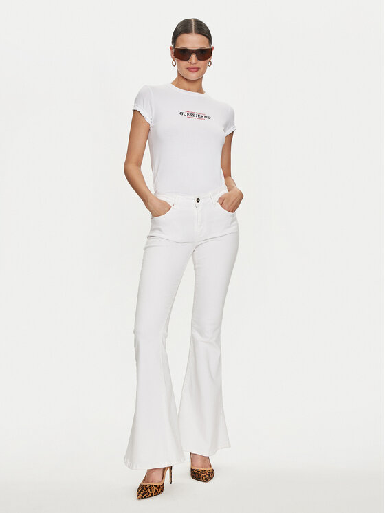 Guess Jeans Guess Jeans T-krekls W4YI03 J1314 Balts Slim Fit