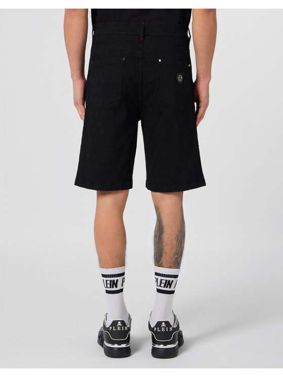 PHILIPP PLEIN PHILIPP PLEIN Szorty jeansowe 30593 Czarny Loose Fit