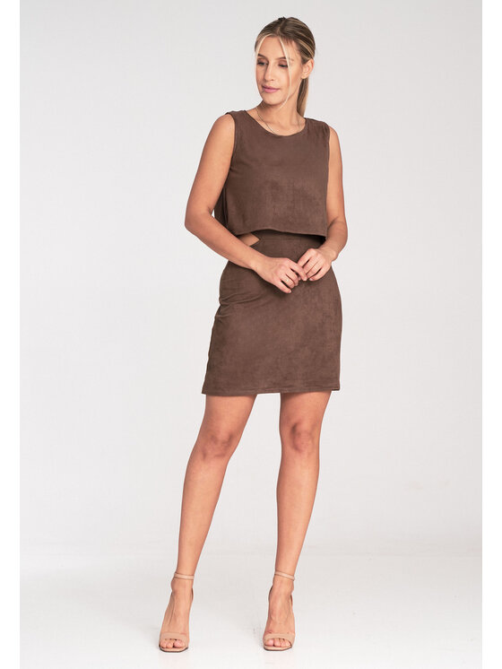 FIGL FIGL Sukienka codzienna M1060 Brązowy Fitted Fit