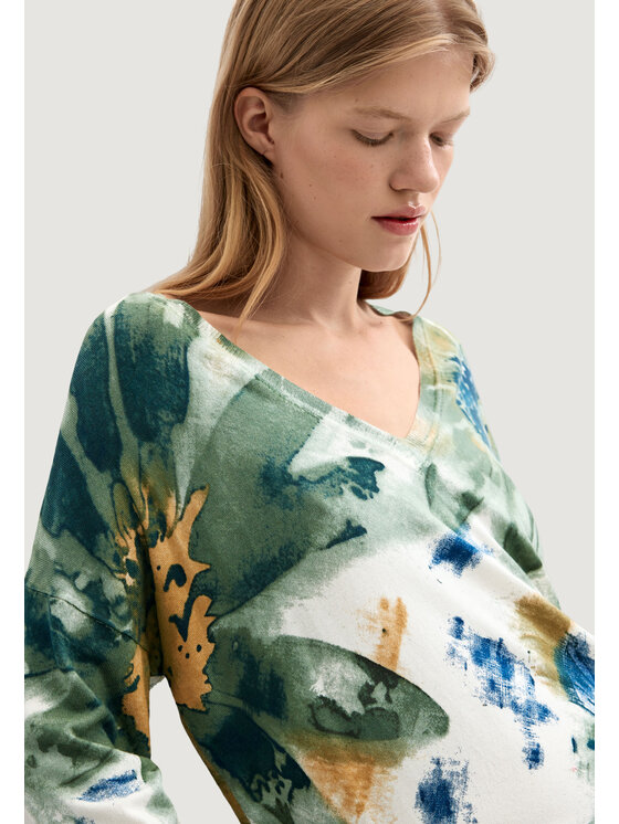 Desigual Desigual Πουλόβερ JERS_COLDBOTANIC Λευκό Casual Fit
